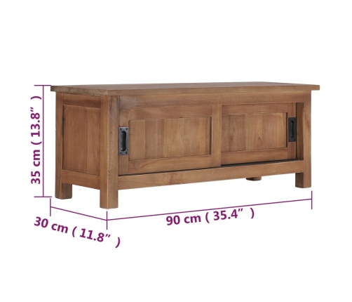 vidaXL Mueble para TV de madera maciza de teca 90x30x35 cm