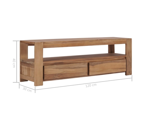 Mueble de TV de madera maciza de acacia 120x30x40 cm