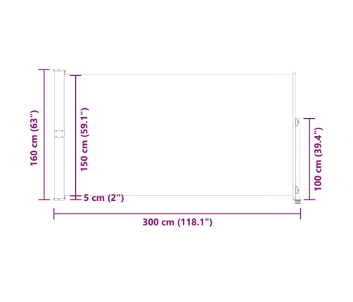 Toldo lateral retráctil de jardín rojo 160x300 cm