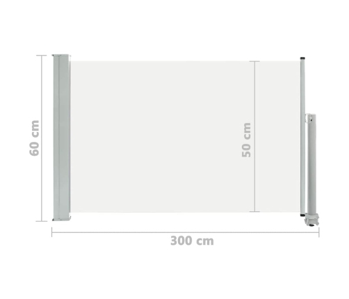 Toldo lateral retráctil de jardín color crema 60x300 cm