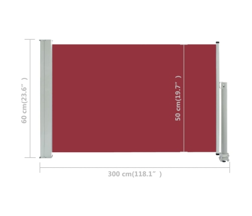 Toldo lateral retráctil de jardín rojo 60x300 cm