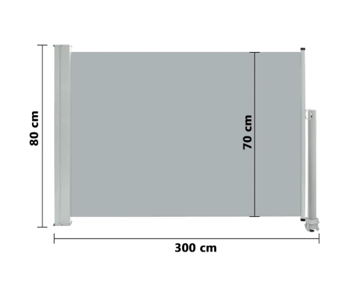 Toldo lateral retráctil de jardín gris 80x300 cm