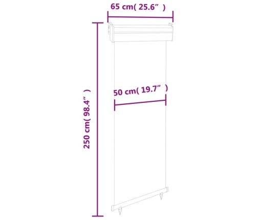 Toldo lateral de balcón negro 65x250 cm