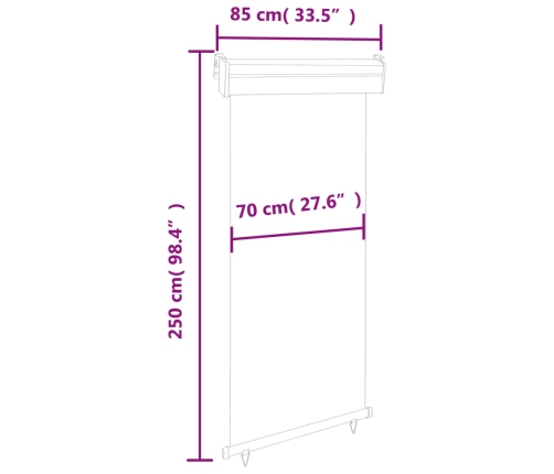 Toldo lateral de balcón marrón 85x250 cm