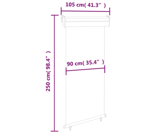 Toldo lateral de balcón negro 105x250 cm