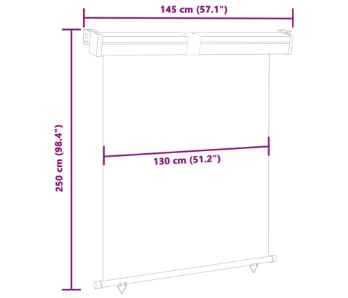 Toldo lateral de balcón negro 145x250 cm