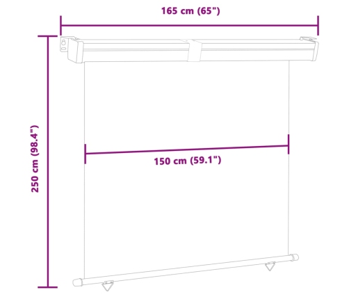 Toldo lateral de balcón negro 165x250 cm