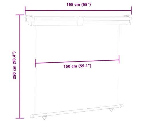 Toldo lateral de balcón color crema 165x250 cm