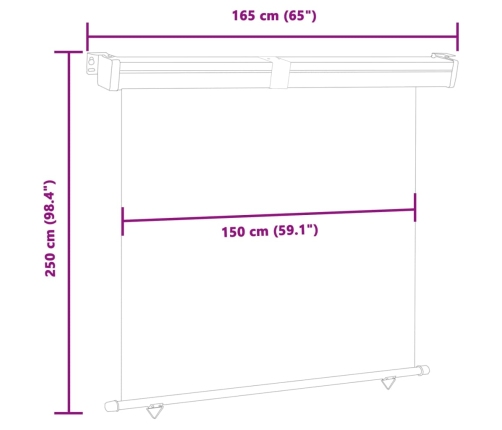 Toldo lateral de balcón marrón 165x250 cm