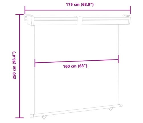 Toldo lateral de balcón negro 175x250 cm