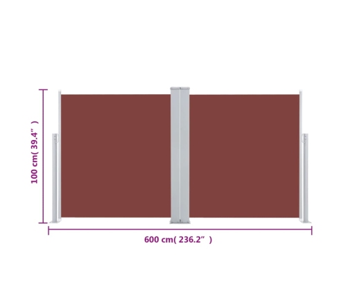 Toldo lateral retráctil marrón 100x600 cm