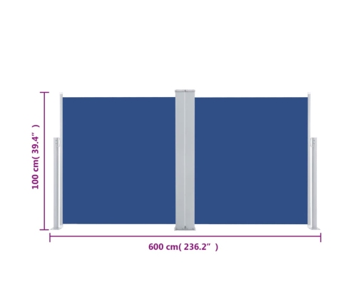 Toldo lateral retráctil azul 100x600 cm