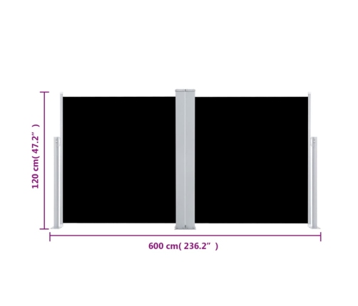 Toldo lateral retráctil negro 120x600 cm