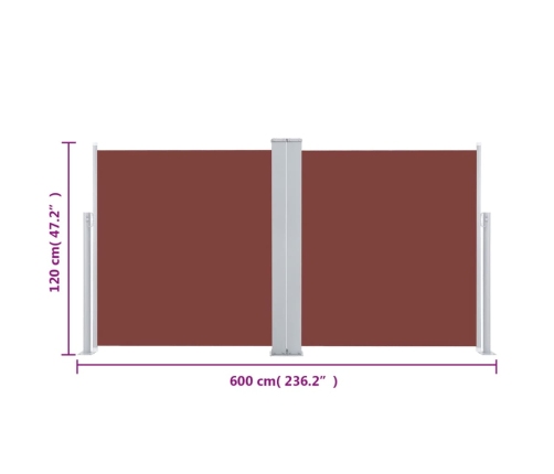 Toldo lateral retráctil marrón 120x600 cm