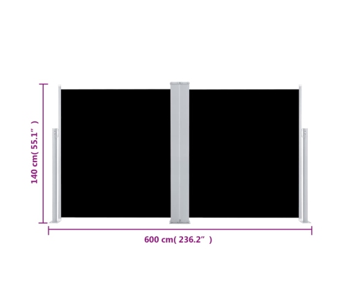 Toldo lateral retráctil negro 140x600 cm