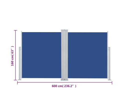 Toldo lateral retráctil azul 160x600 cm