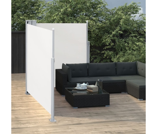 Toldo lateral doble retráctil de jardín color crema 170x600 cm