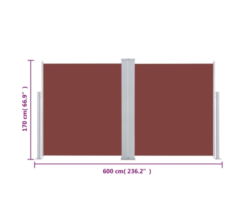 Toldo lateral retráctil marrón 170x600 cm