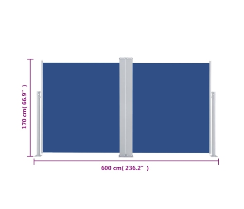 Toldo lateral retráctil azul 170x600 cm