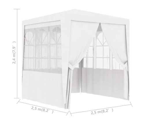 Carpa profesional fiestas con paredes blanco 90 g/m² 2,5x2,5 m