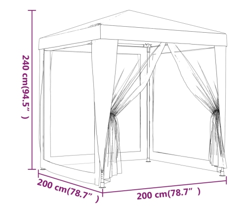 Carpa para celebraciones con 4 paredes de malla blanco 2x2 m