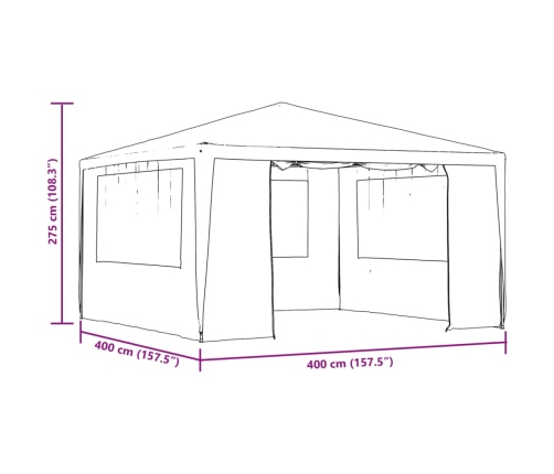 Carpa profesional para fiestas con paredes blanco 90 g/m² 4x4 m