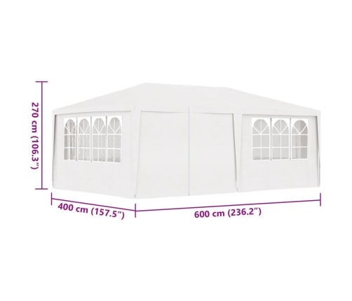 Carpa profesional para fiestas con paredes blanco 90 g/m² 4x6 m