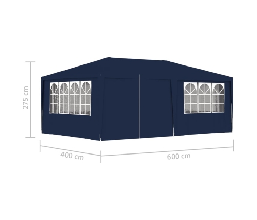 Carpa profesional para fiestas con paredes azul 90 g/m² 4x6 m