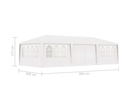 Carpa profesional para fiestas con paredes blanco 90 g/m² 4x9 m