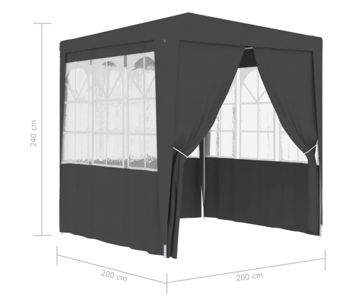 Carpa profesional para fiestas con paredes gris 90 g/m² 2x2 m