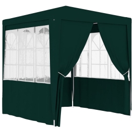 Carpa profesional fiestas con paredes verde 90 g/m² 2,5x2,5 m