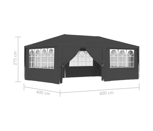 Carpa profesional para fiestas con paredes gris 90 g/m² 4x6 m