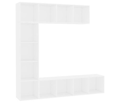 Mueble de TV y librería 3 piezas blanco 180x30x180 cm