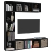 Mueble de TV y librería 3 piezas negro 180x30x180 cm