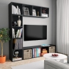 vidaXL Mueble de TV y librería 3 piezas negro 180x30x180 cm