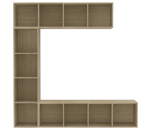 vidaXL Mueble de TV y librería 3 piezas roble Sonoma 180x30x180 cm