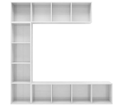 vidaXL Mueble de TV y librería 3 piezas blanco brillo 180x30x180 cm