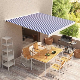 Toldo de lona azul y blanco 500x300 cm