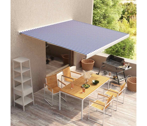 Toldo de lona azul y blanco 500x300 cm