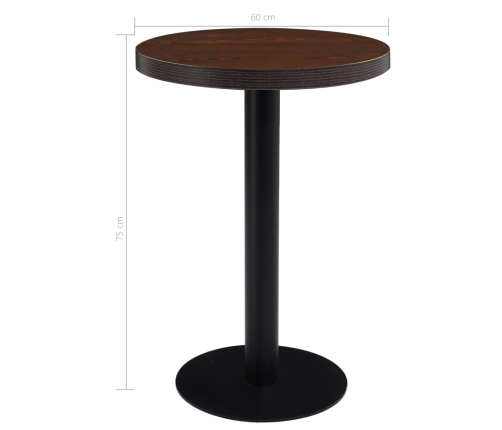 vidaXL Mesa de bistró MDF marrón oscuro 60 cm