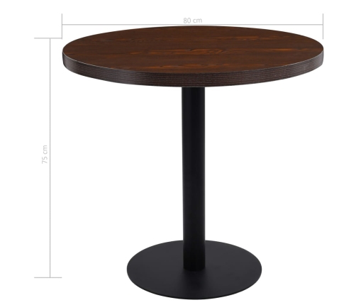 Mesa de bistró MDF marrón oscuro 80 cm