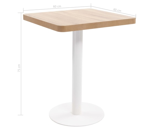 vidaXL Mesa de bistró MDF marrón claro 60x60 cm