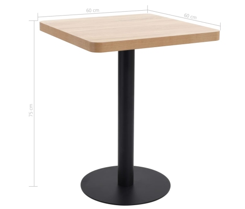 Mesa de bistró MDF marrón claro 60x60 cm