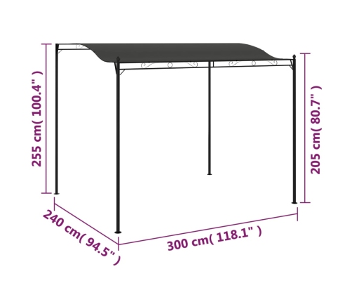 Toldo parasol gris antracita 3x2,4 cm