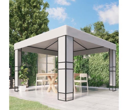 Cenador con doble techo blanco 3x3 m