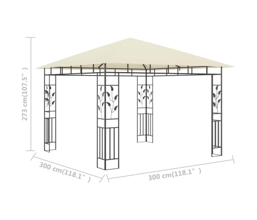 Cenador con mosquitera color crema 3x3x2,73 m 180 g/m²