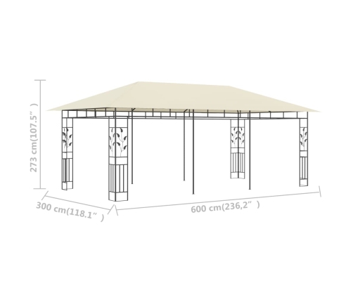 Cenador con mosquitera color crema 6x3x2,73 m