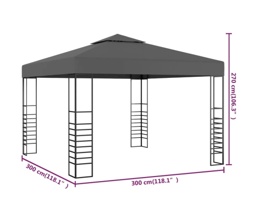 Carpa cenador de jardín gris antracita 3x3 m