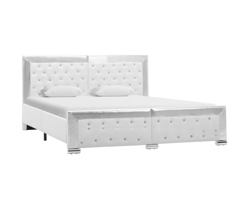 Estructura de cama de cuero sintético blanco 160x200 cm