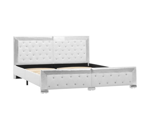 Estructura de cama de cuero sintético blanco 160x200 cm